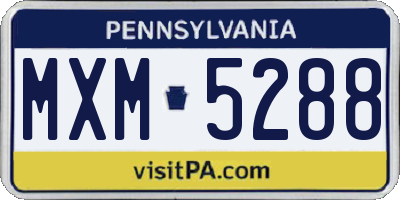 PA license plate MXM5288