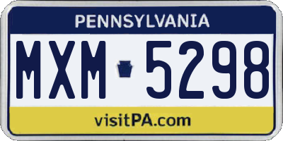 PA license plate MXM5298