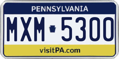 PA license plate MXM5300