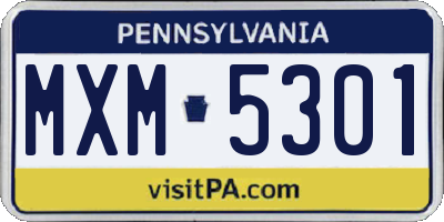 PA license plate MXM5301