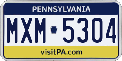 PA license plate MXM5304