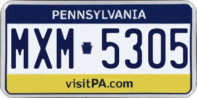 PA license plate MXM5305