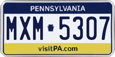 PA license plate MXM5307
