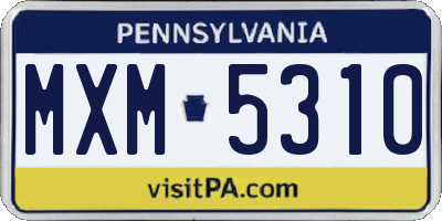 PA license plate MXM5310