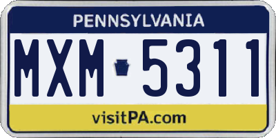 PA license plate MXM5311