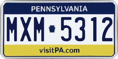 PA license plate MXM5312