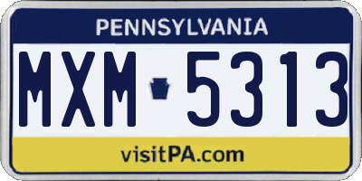 PA license plate MXM5313