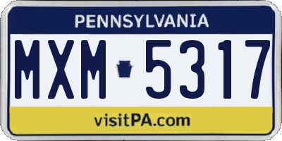 PA license plate MXM5317