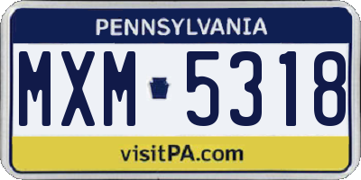 PA license plate MXM5318