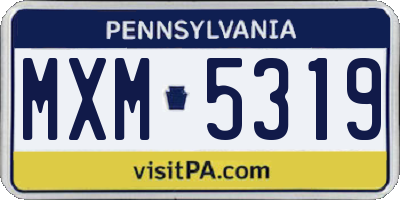 PA license plate MXM5319