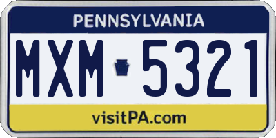 PA license plate MXM5321