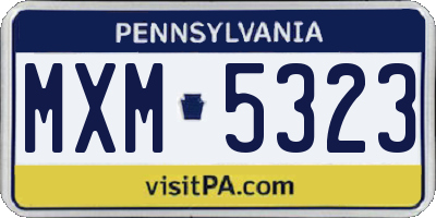 PA license plate MXM5323