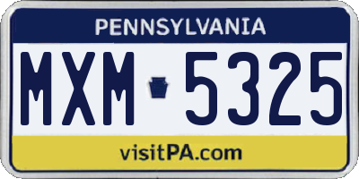PA license plate MXM5325