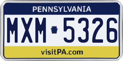 PA license plate MXM5326