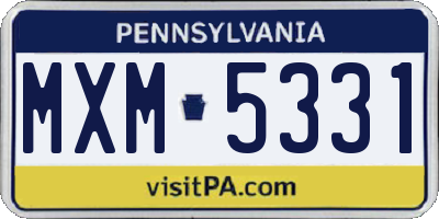 PA license plate MXM5331