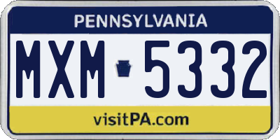 PA license plate MXM5332