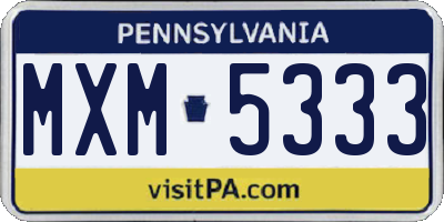 PA license plate MXM5333