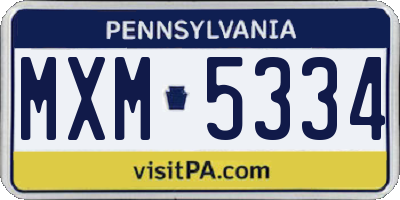 PA license plate MXM5334