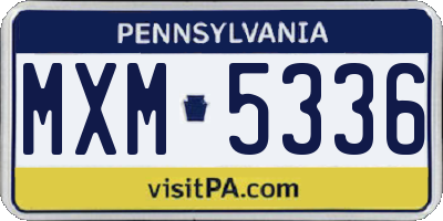 PA license plate MXM5336
