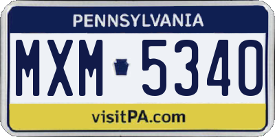 PA license plate MXM5340