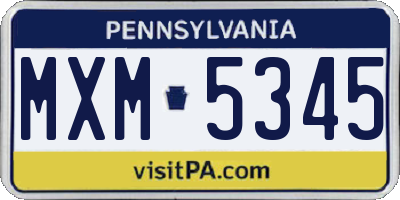 PA license plate MXM5345