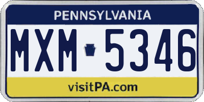 PA license plate MXM5346