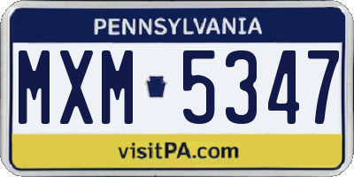 PA license plate MXM5347