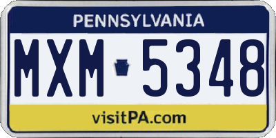 PA license plate MXM5348