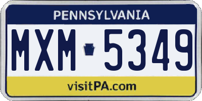 PA license plate MXM5349