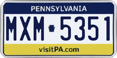 PA license plate MXM5351