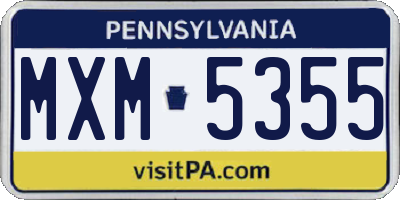 PA license plate MXM5355