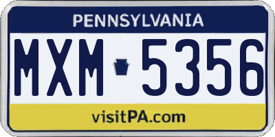 PA license plate MXM5356