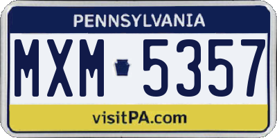 PA license plate MXM5357