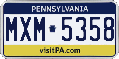 PA license plate MXM5358