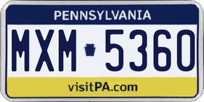 PA license plate MXM5360