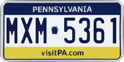 PA license plate MXM5361