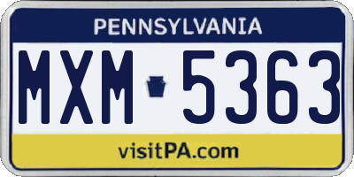 PA license plate MXM5363