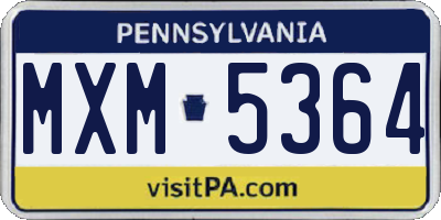 PA license plate MXM5364