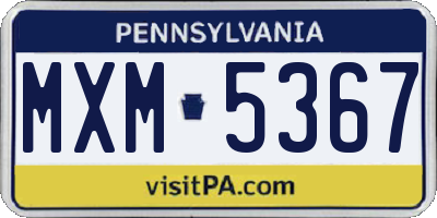 PA license plate MXM5367