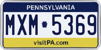 PA license plate MXM5369
