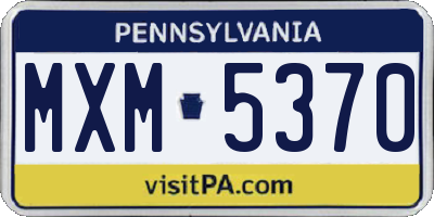 PA license plate MXM5370
