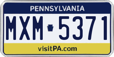 PA license plate MXM5371
