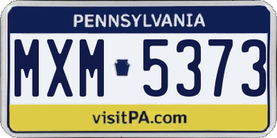 PA license plate MXM5373