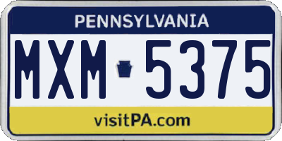 PA license plate MXM5375