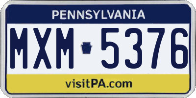 PA license plate MXM5376