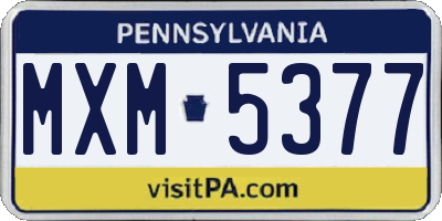 PA license plate MXM5377