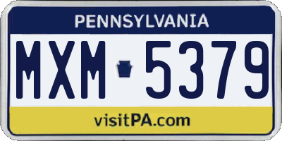 PA license plate MXM5379