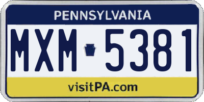 PA license plate MXM5381