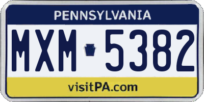 PA license plate MXM5382