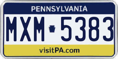 PA license plate MXM5383